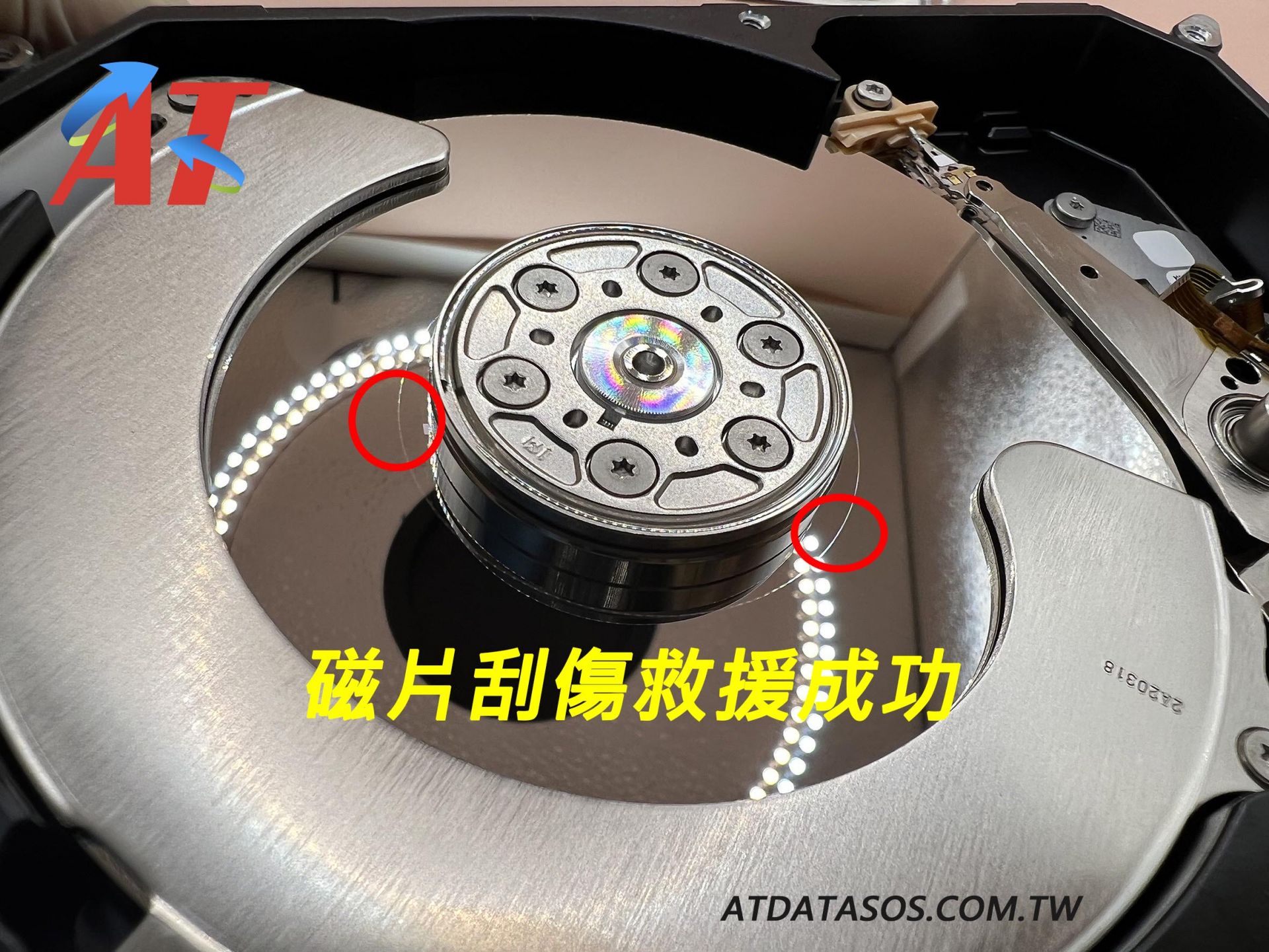 張小姐 硬碟內部磁片嚴重刮傷